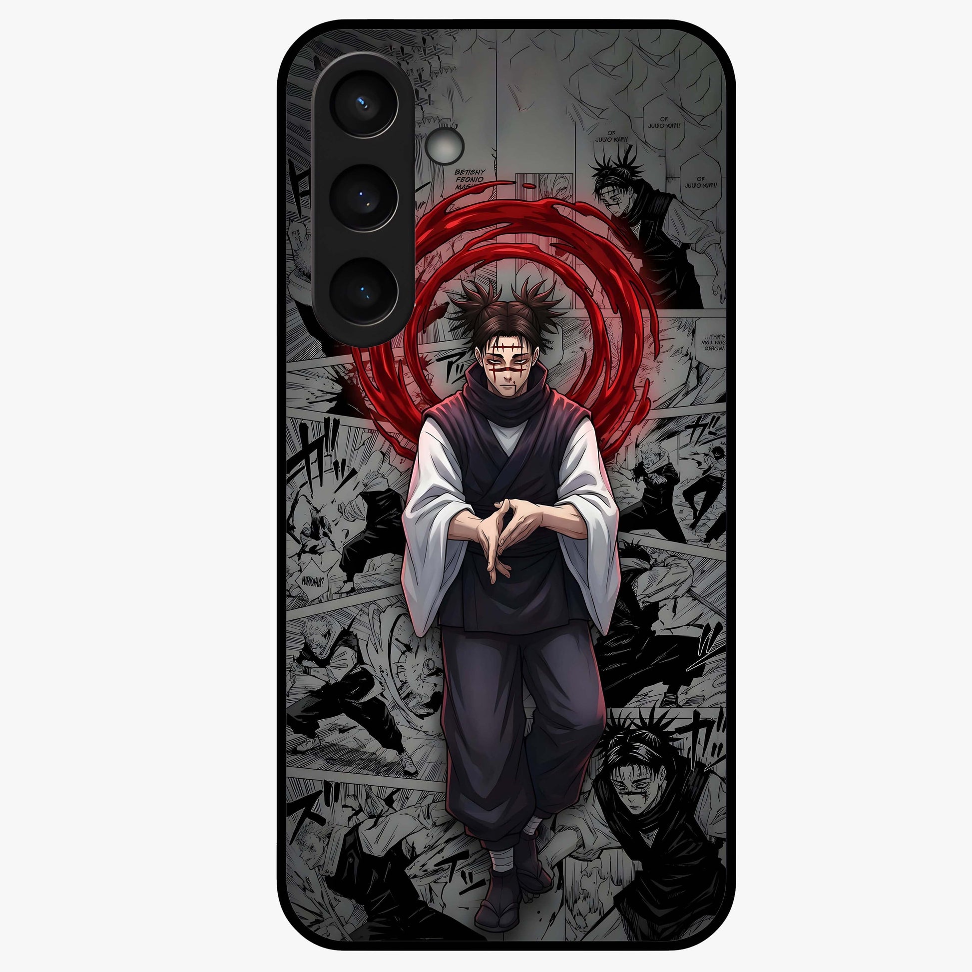 Cursed Ritual Ascension Glass Case showing flat back view with dark ritual themed artwork and glossy glass finish.