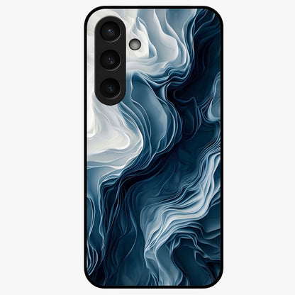 Ethereal Paper Marble Glass Case showing flat back view with soft marble paper texture artwork and glossy glass finish.