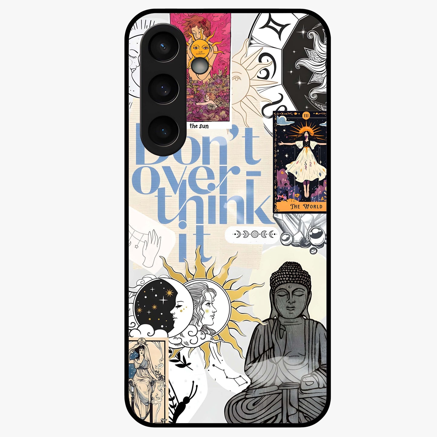 Ethereal Thoughts Glass Case showing flat back view with dreamy artistic artwork and glossy glass finish.