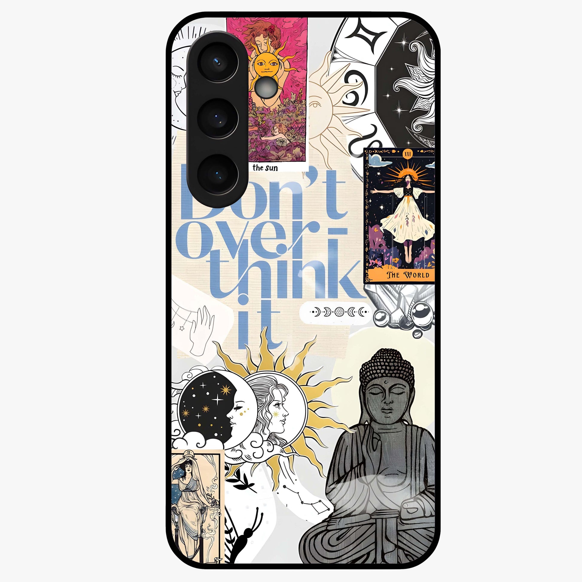Ethereal Thoughts Glass Case showing flat back view with dreamy artistic artwork and glossy glass finish.