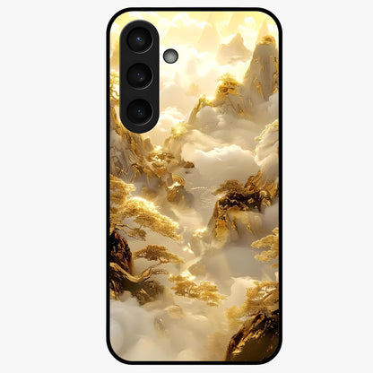 Gates Of Illumination Glass Case showing flat back view with mystical illuminated gate artwork and glossy glass finish.