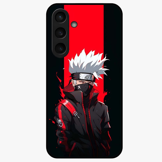 Kakashi Scarlet Shadow Glass Case showing flat back view with powerful anime ninja artwork and glossy glass finish.