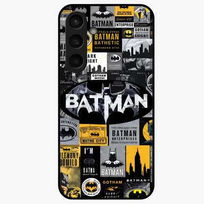 Knight Gotham Rise Glass Case showing flat back view with dark hero inspired artwork and glossy glass finish.