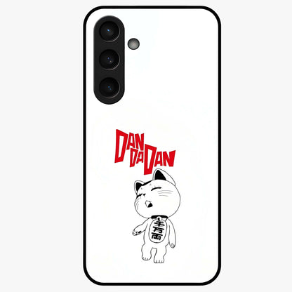 Playful Spirit Charm Glass Case showing flat back view with cheerful charm themed artwork and glossy glass finish.