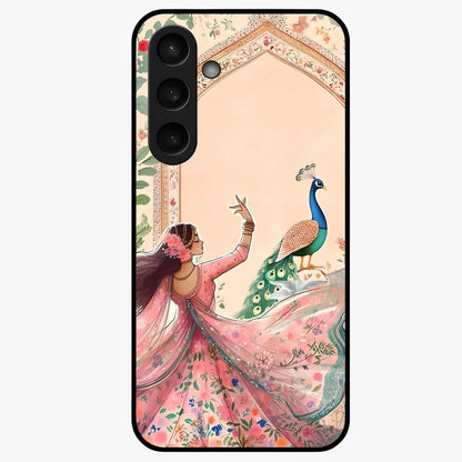 Royal Grace Muse Glass Case showing flat back view with elegant artistic artwork and glossy glass finish.