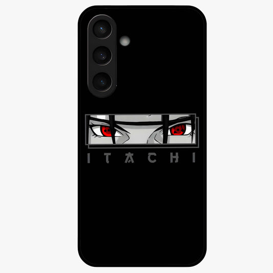 Scarlet Gaze Dominance Glass Case showing flat back view with striking red themed artwork and glossy glass finish.