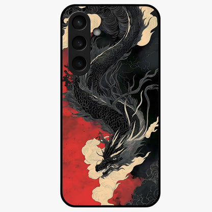 Shadow Dragon Fury Glass Case showing flat back view with fierce dragon artwork and glossy glass finish.