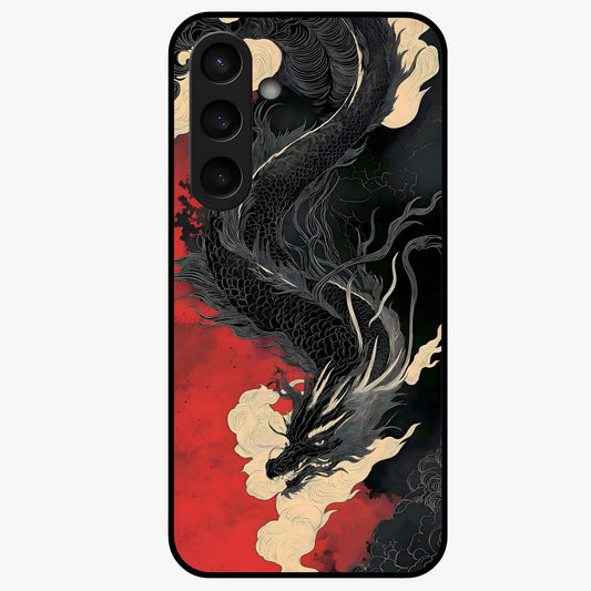 Shadow Dragon Fury Glass Case showing flat back view with fierce dragon artwork and glossy glass finish.