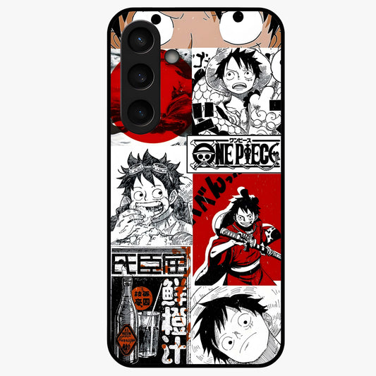 Strawhat Chaos Panels Glass Case showing flat back view with anime inspired chaos panel artwork and glossy glass finish.