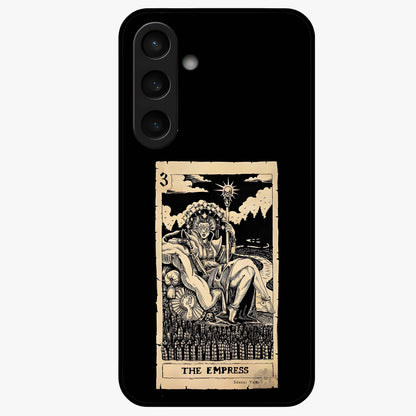 The Empress Glass Case showing flat back view with regal feminine artwork and glossy glass finish.