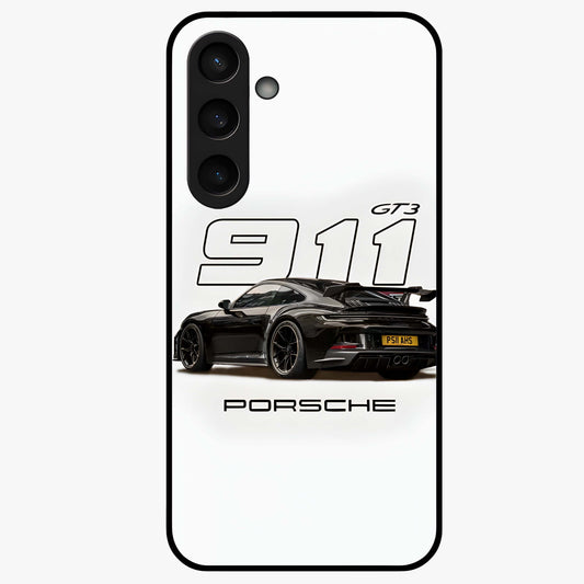 Turbo Legacy Icon Glass Case showing flat back view with iconic sports car inspired artwork and glossy glass finish.