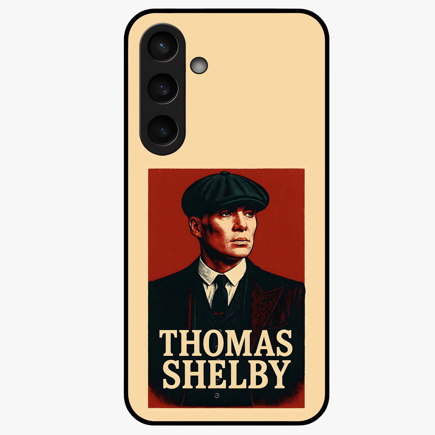 Vintage Mafia Authority Glass Case showing flat back view with bold vintage mafia inspired artwork and glossy glass finish.