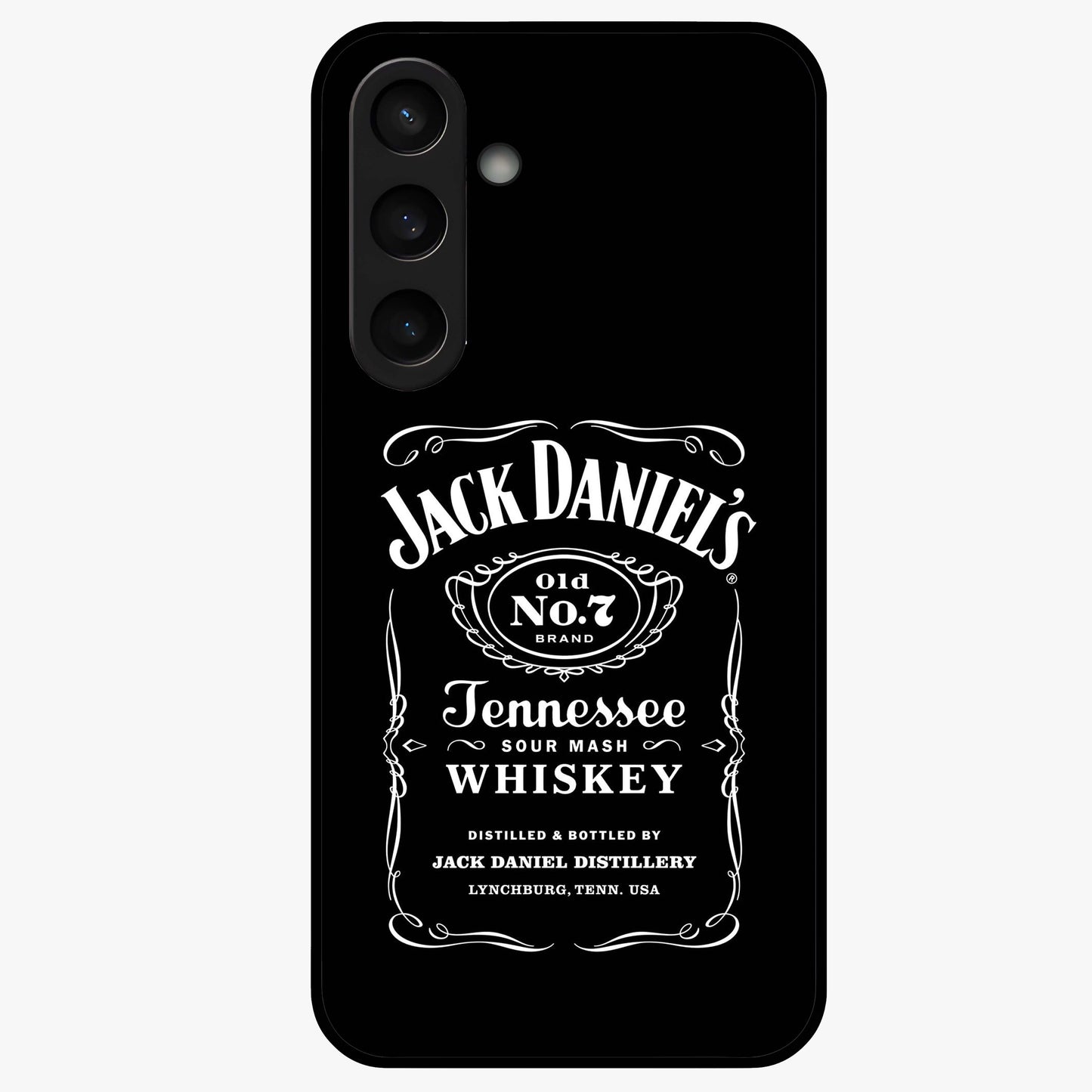 Vintage Whiskey Heritage Glass Case showing flat back view with classic whiskey inspired artwork and glossy glass finish.