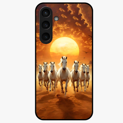 Wild Sunset Majesty Glass Case showing flat back view with majestic sunset landscape artwork and glossy glass finish.