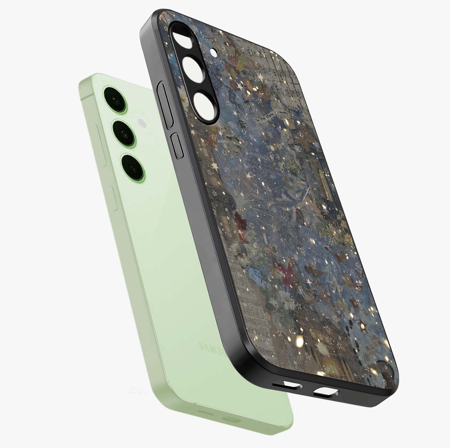 Aesthetic Astrolophia Glass Case displayed in angled mockup highlighting artistic aesthetic elements and smooth glass surface.