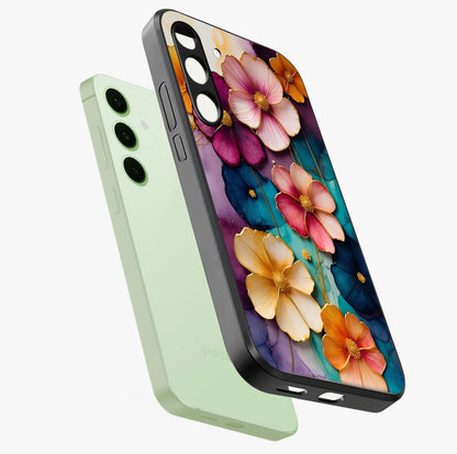 Artlyn Grace Flower Pattern Glass Case displayed in angled mockup highlighting delicate flower pattern design and smooth glass surface.