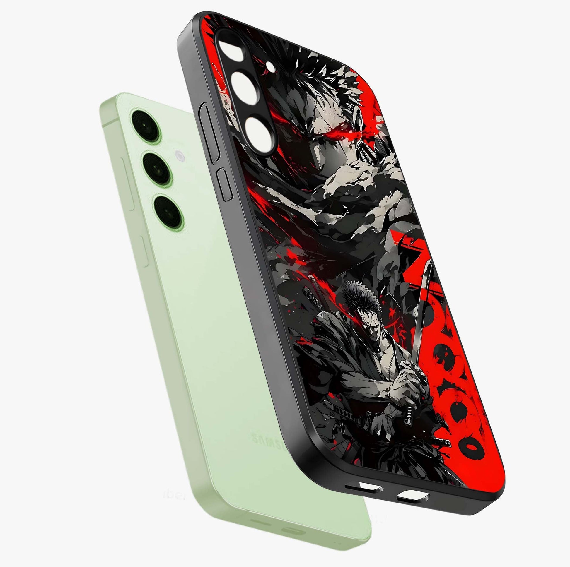 Demon Sword Resolve Glass Case displayed in angled mockup highlighting powerful demon sword illustration with dark fantasy aesthetic.