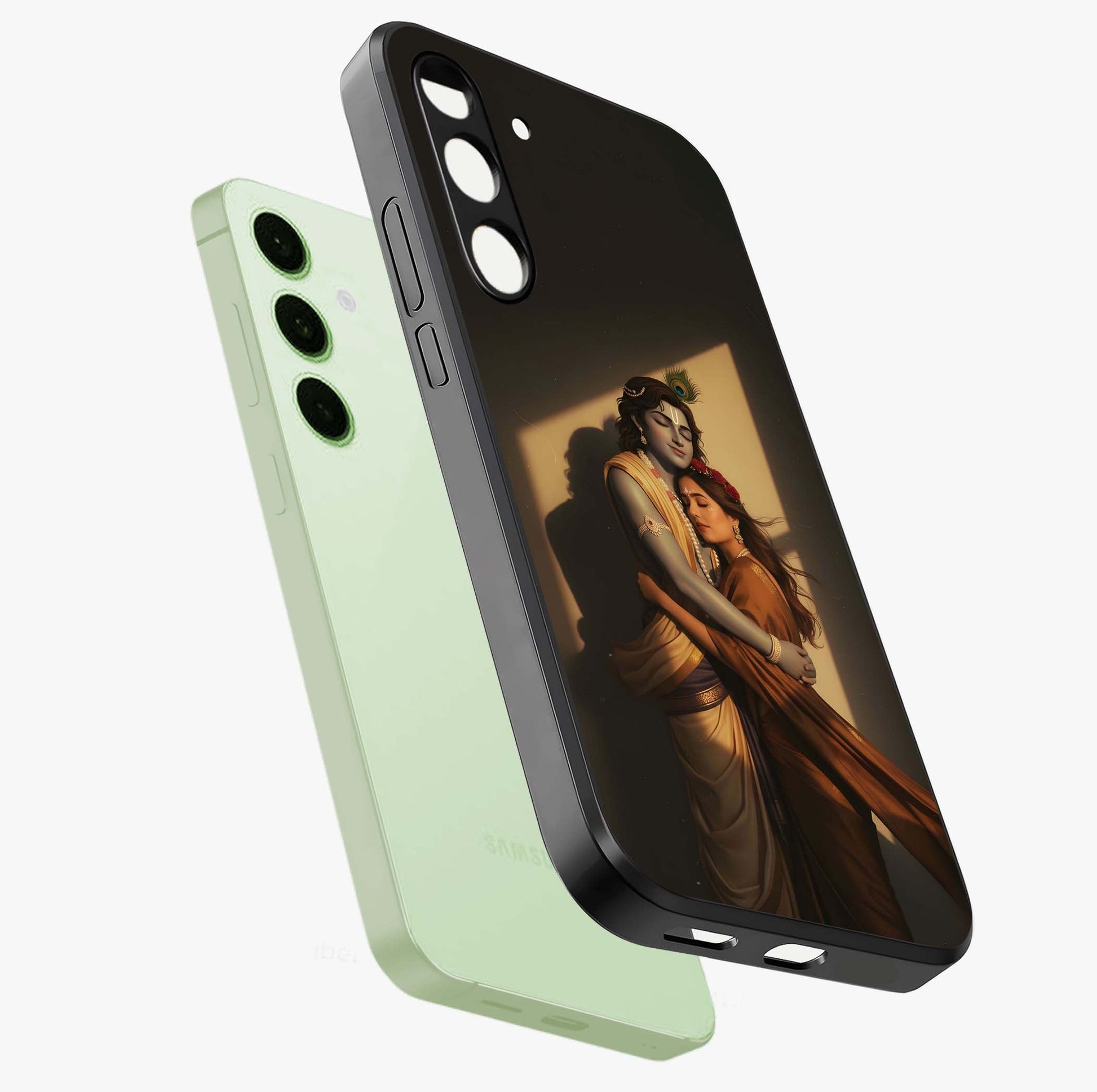Divine Eternal Love Glass Case displayed in angled mockup highlighting elegant divine inspired design with peaceful aesthetic.