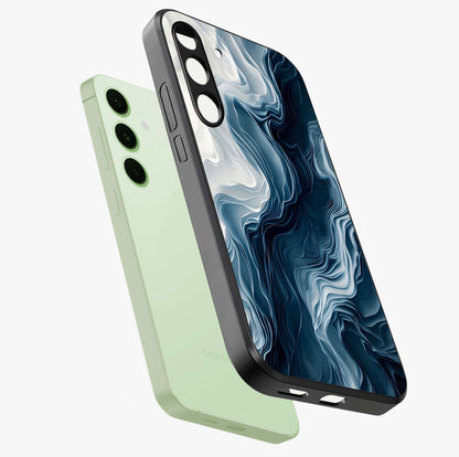 Ethereal Paper Marble Glass Case displayed in angled mockup highlighting elegant marble pattern with modern aesthetic style.