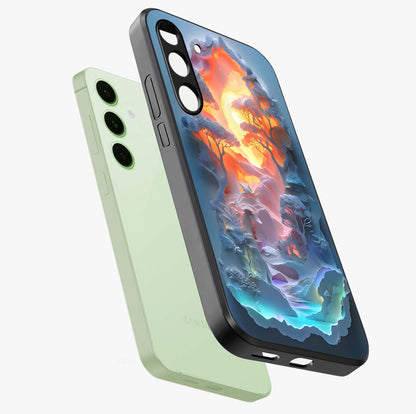 Glow Forest Portal Glass Case displayed in angled mockup highlighting mystical forest design with magical glowing aesthetic.