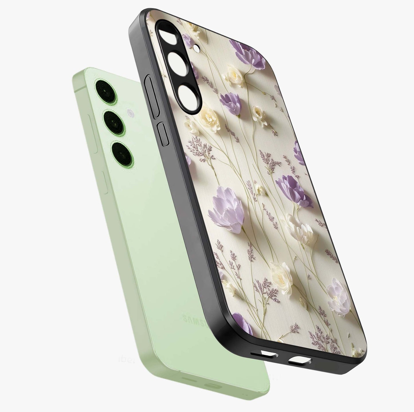 Lilac Breeze Harmony Glass Case displayed in angled mockup highlighting calm lilac breeze design with soothing aesthetic style.
