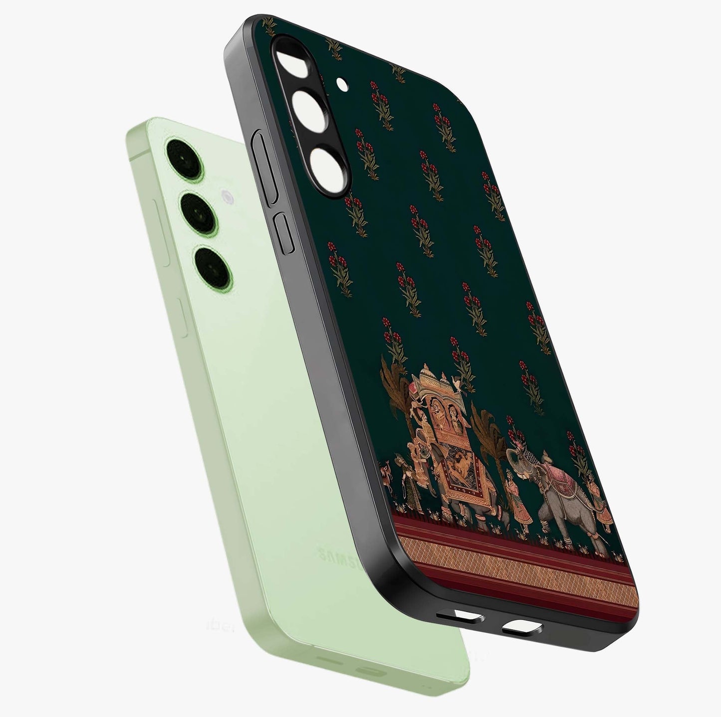 Macmerise Glass Case displayed in angled mockup highlighting trendy graphic design with sleek aesthetic style.