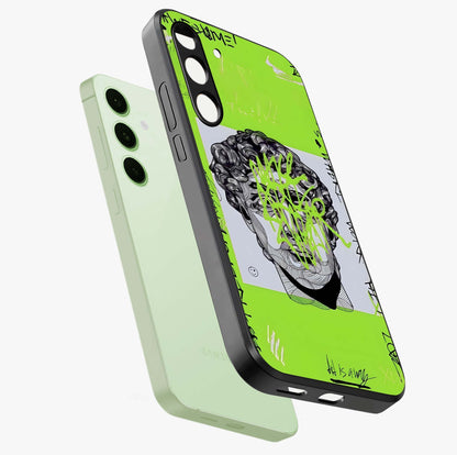 Neo Graffiti Rebellion Glass Case displayed in angled mockup highlighting urban street art design with rebellious aesthetic.