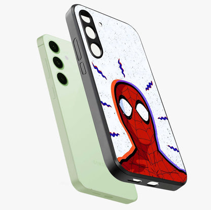Omg Spiderman Glass Case displayed in angled mockup highlighting dynamic hero illustration with action comic aesthetic.