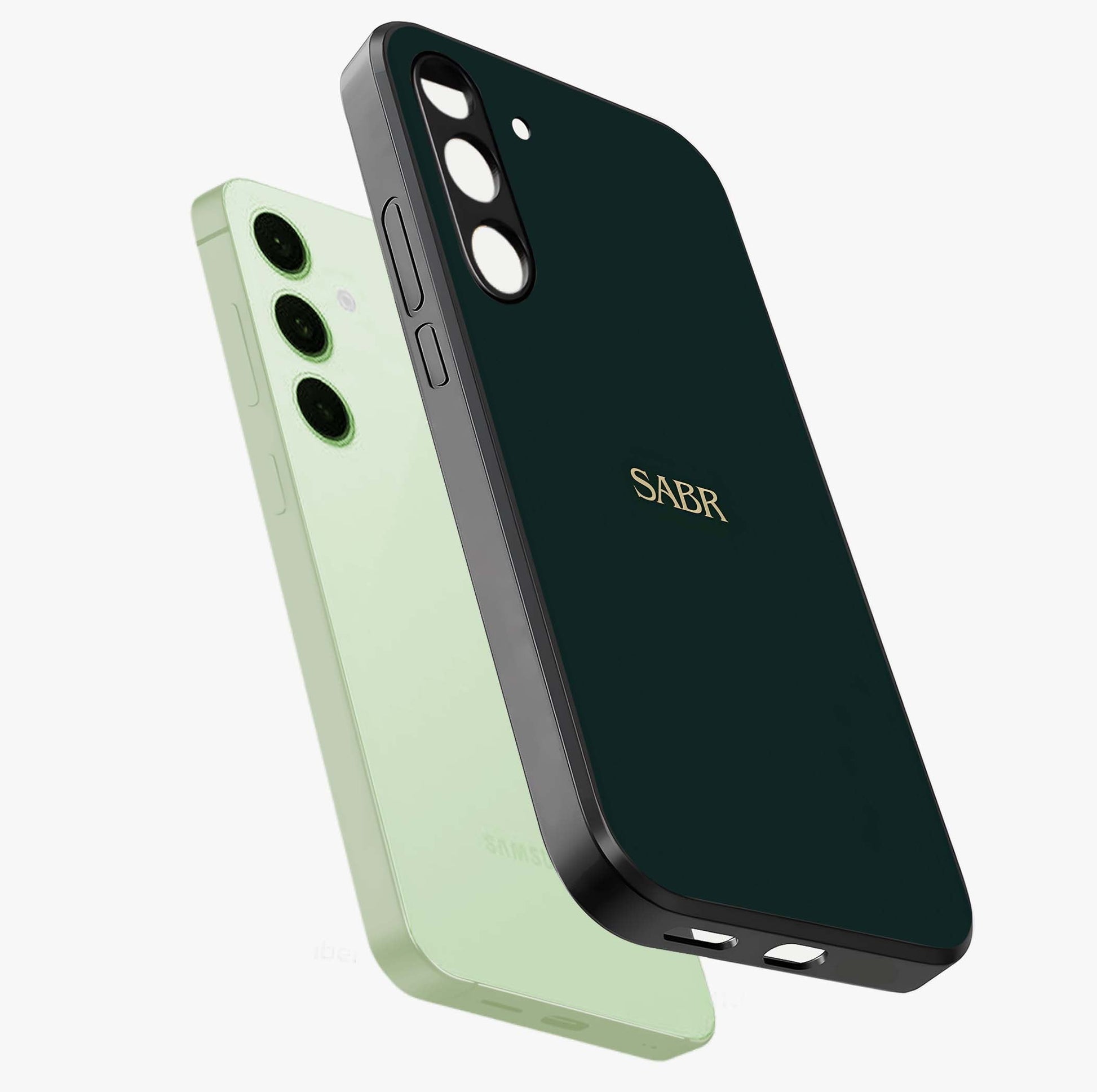 Sabr Minimal Patience Glass Case displayed in angled mockup highlighting simple inspirational design with clean aesthetic style.