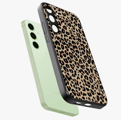 Savage Chic Pattern Glass Case displayed in angled mockup highlighting bold fashion inspired design with chic aesthetic.