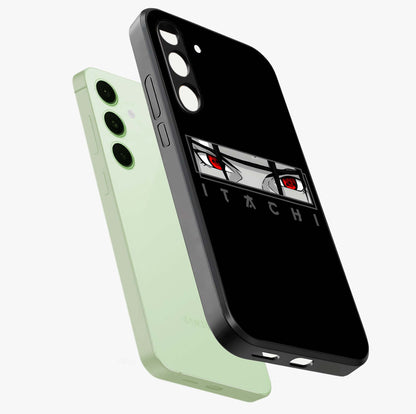 Scarlet Gaze Dominance Glass Case displayed in angled mockup highlighting intense visual design with bold scarlet aesthetic.