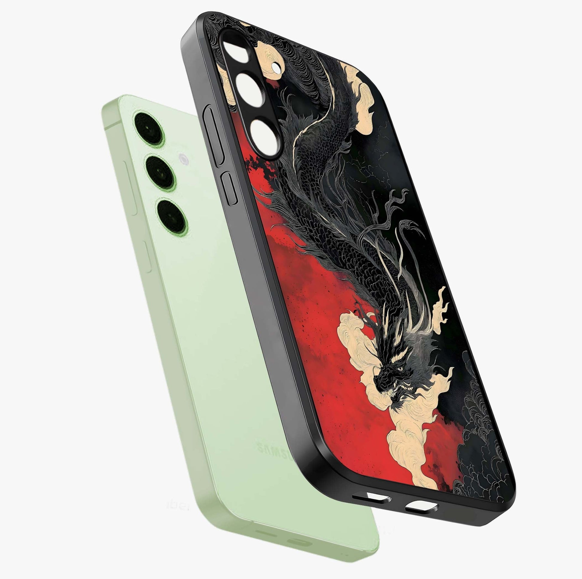 Shadow Dragon Fury Glass Case displayed in angled mockup highlighting powerful dragon illustration with dark fantasy aesthetic.