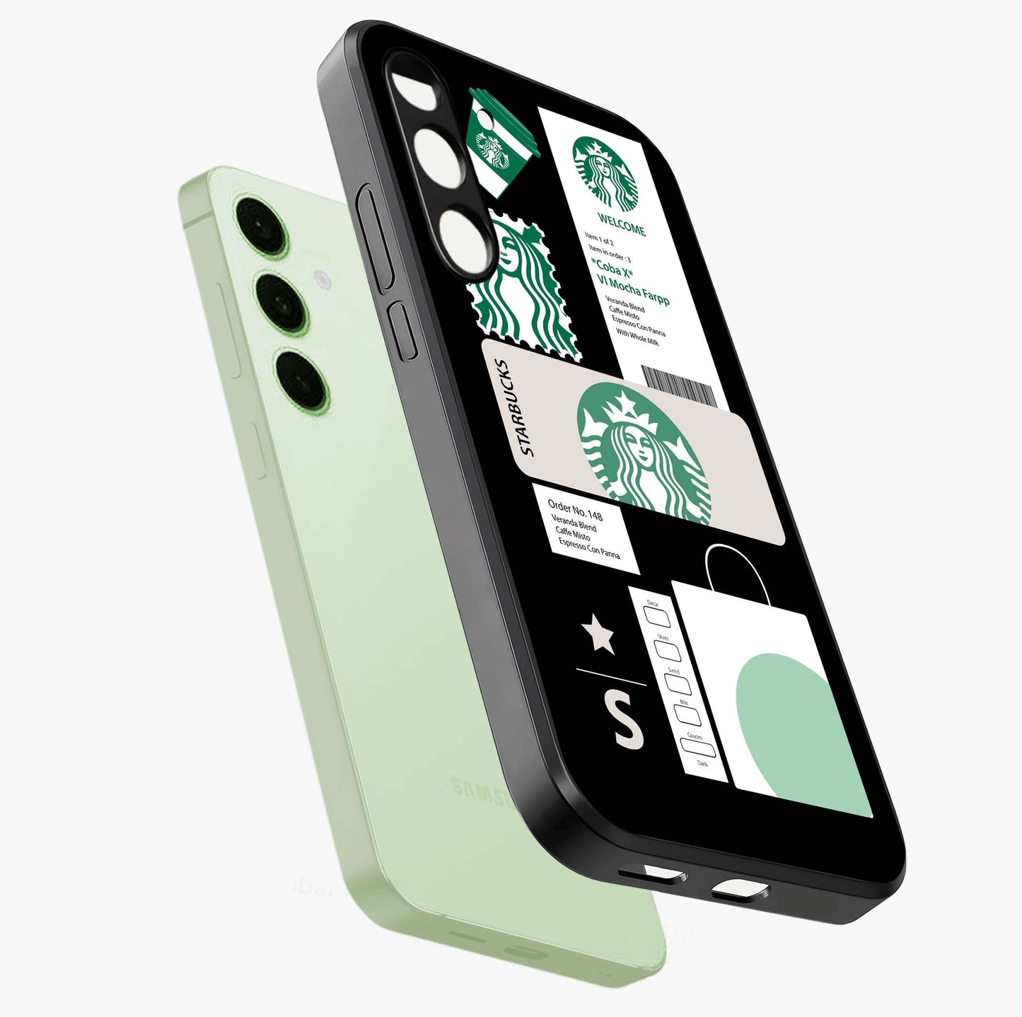 Starbucks Mocha Glass Case displayed in angled mockup highlighting stylish mocha themed design with cozy café aesthetic.