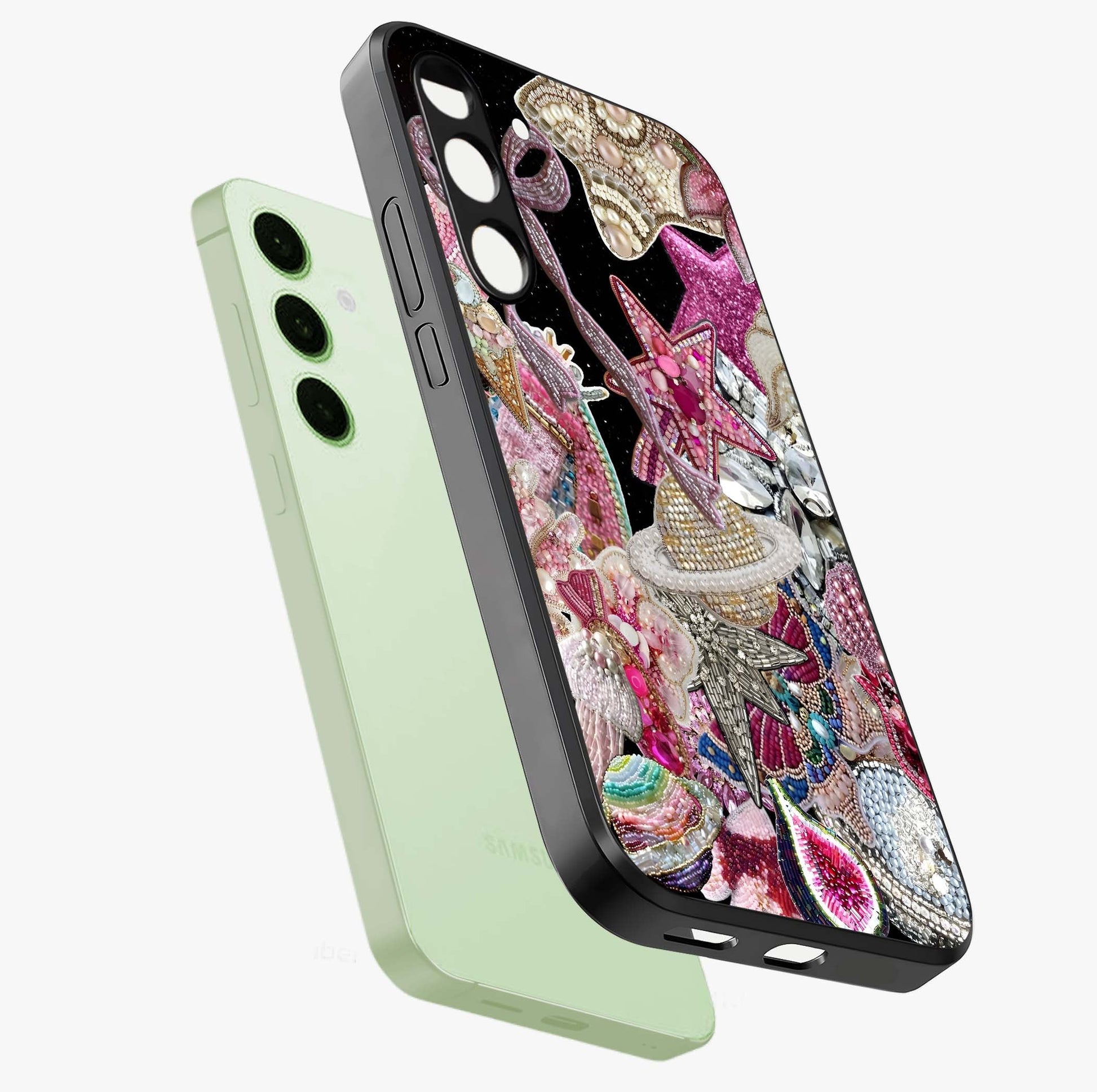 Starlit Jewel Dream Glass Case displayed in angled mockup highlighting glowing celestial jewel design with dreamy aesthetic.