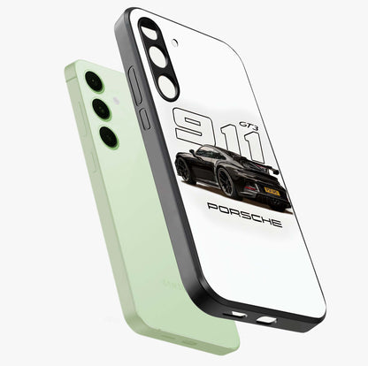 Turbo Legacy Icon Glass Case displayed in angled mockup highlighting dynamic automotive design with performance aesthetic.
