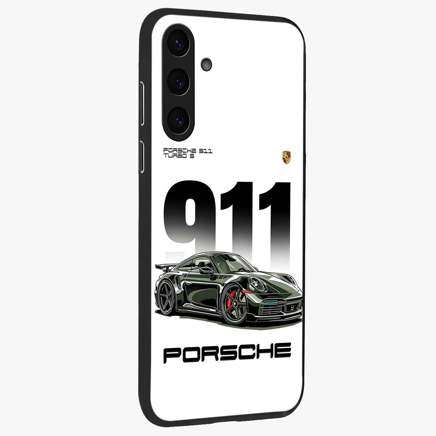 911 Turbo Dominance Glass Case upright perspective showcasing powerful racing design and modern automotive aesthetic.