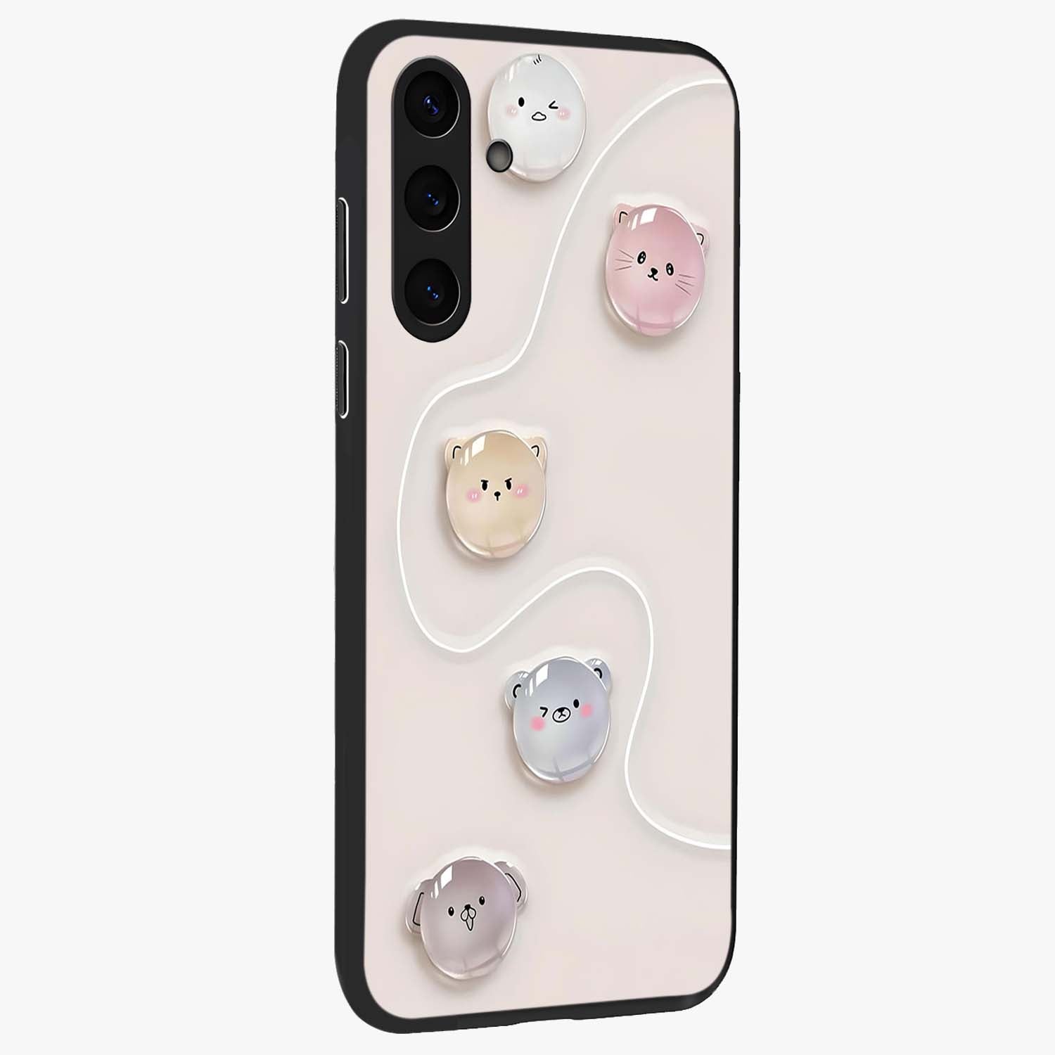 Puffy Face Parade Glass Case upright view showcasing adorable character artwork with cheerful animated theme.