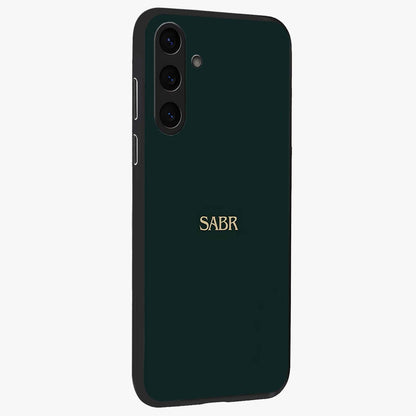 Sabr Minimal Patience Glass Case upright view showcasing calm minimalist artwork with motivational patience theme.