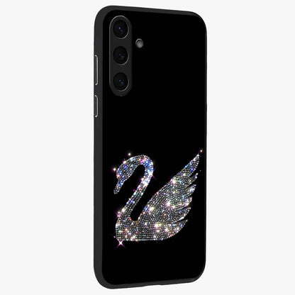 Starlit Swan Grace Glass Case upright view showcasing beautiful swan artwork with peaceful night themed design.