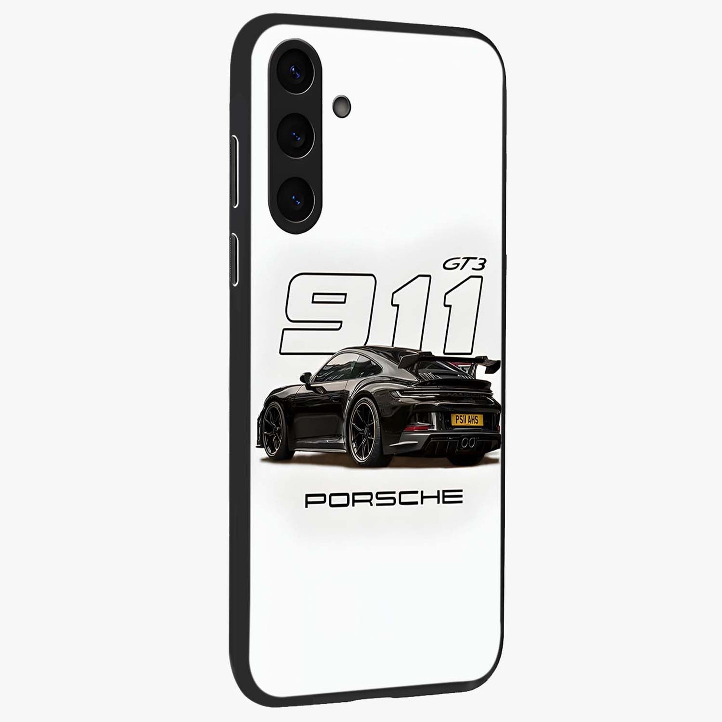 Turbo Legacy Icon Glass Case upright view showcasing bold racing inspired artwork with classic car theme.