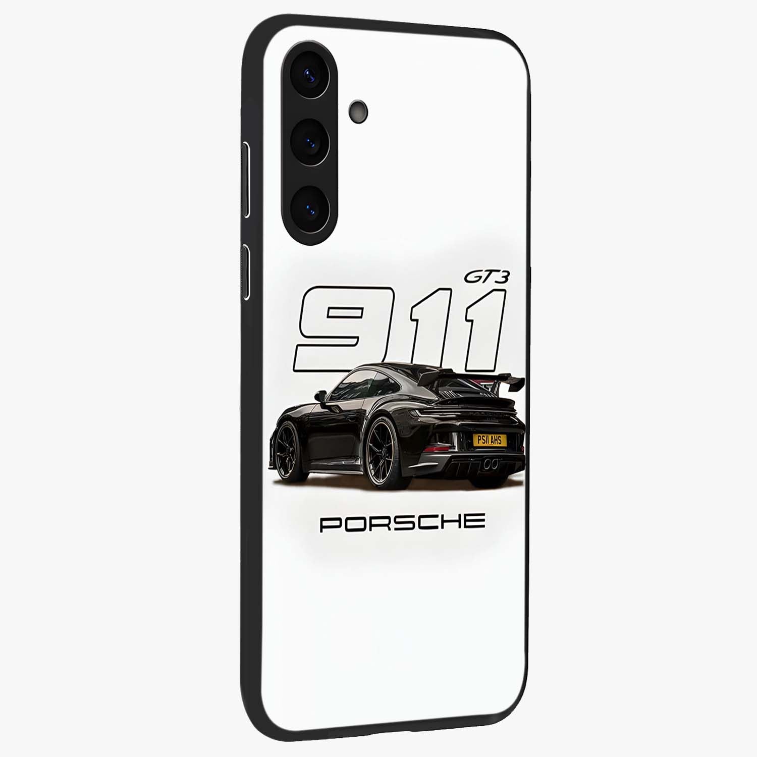 Turbo Legacy Icon Glass Case upright view showcasing bold racing inspired artwork with classic car theme.
