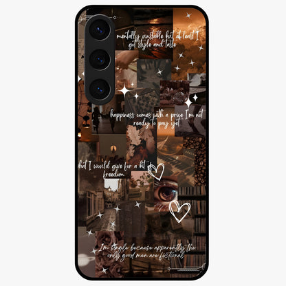 Bittersweet Aesthetic Chaos Glass Case showing flat back view with artistic chaotic aesthetic design and glossy glass finish.