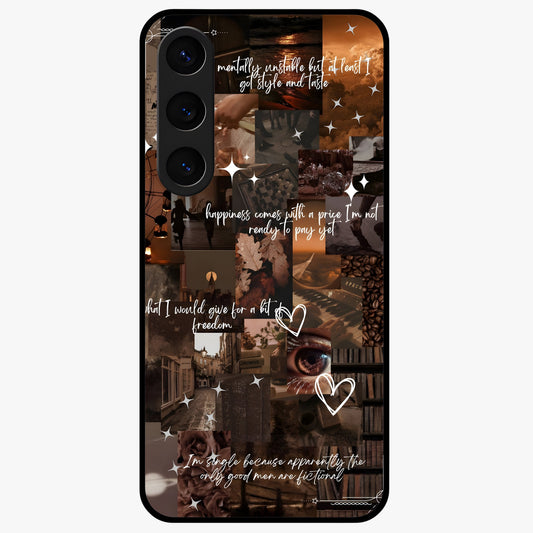 Bittersweet Aesthetic Chaos Glass Case showing flat back view with artistic chaotic aesthetic design and glossy glass finish.