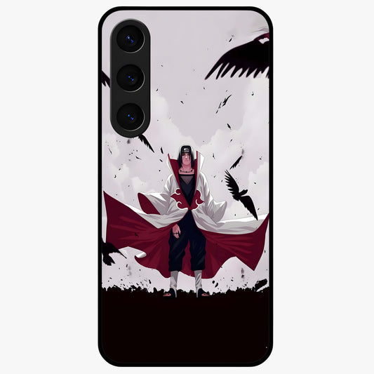 Crimson Crow Ascension Glass Case showing flat back view with mystical crow artwork and glossy glass finish.