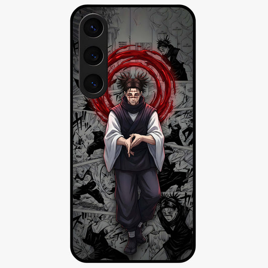 Cursed Ritual Ascension Glass Case showing flat back view with dark ritual themed artwork and glossy glass finish.