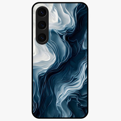Ethereal Paper Marble Glass Case showing flat back view with soft marble paper texture artwork and glossy glass finish.