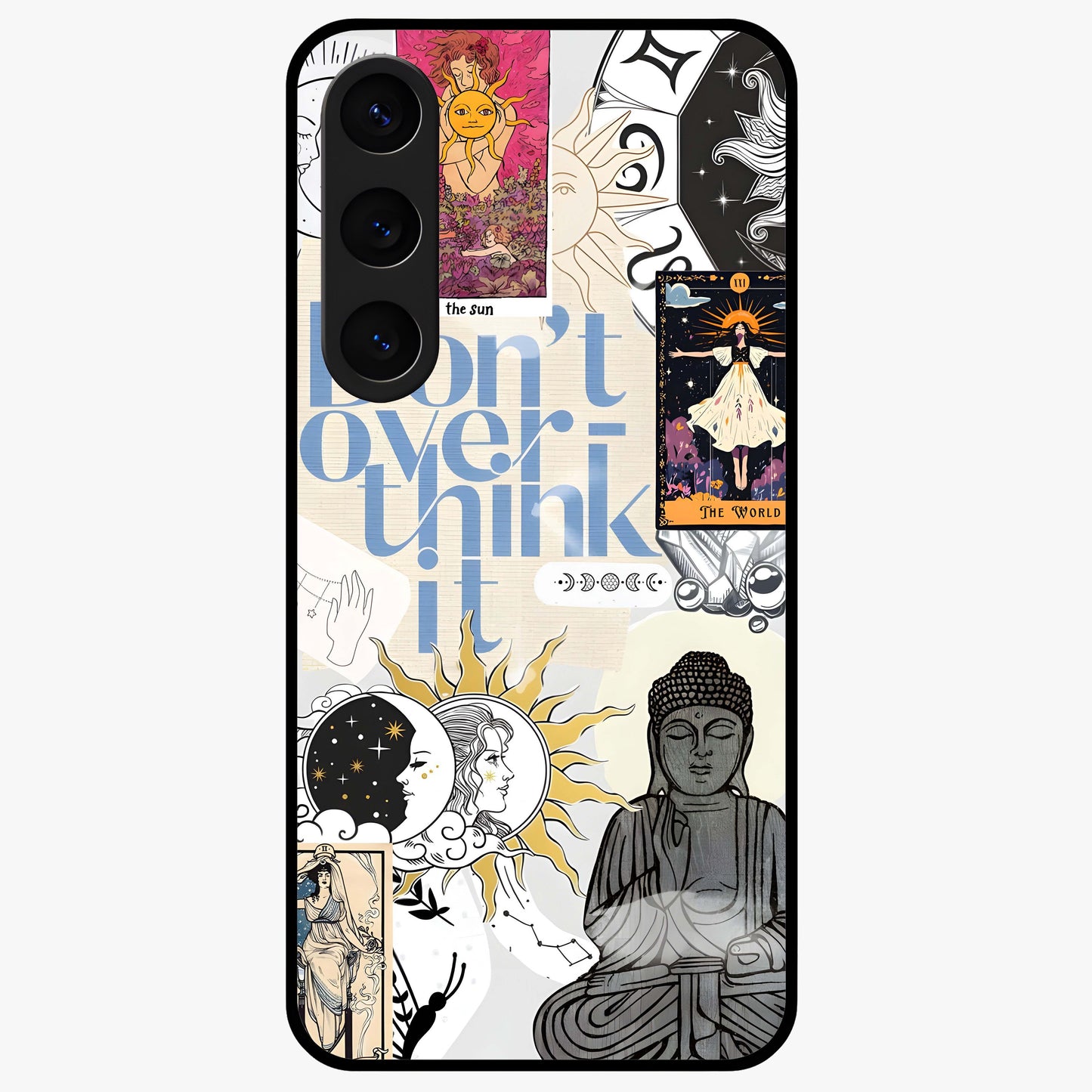 Ethereal Thoughts Glass Case showing flat back view with dreamy artistic artwork and glossy glass finish.