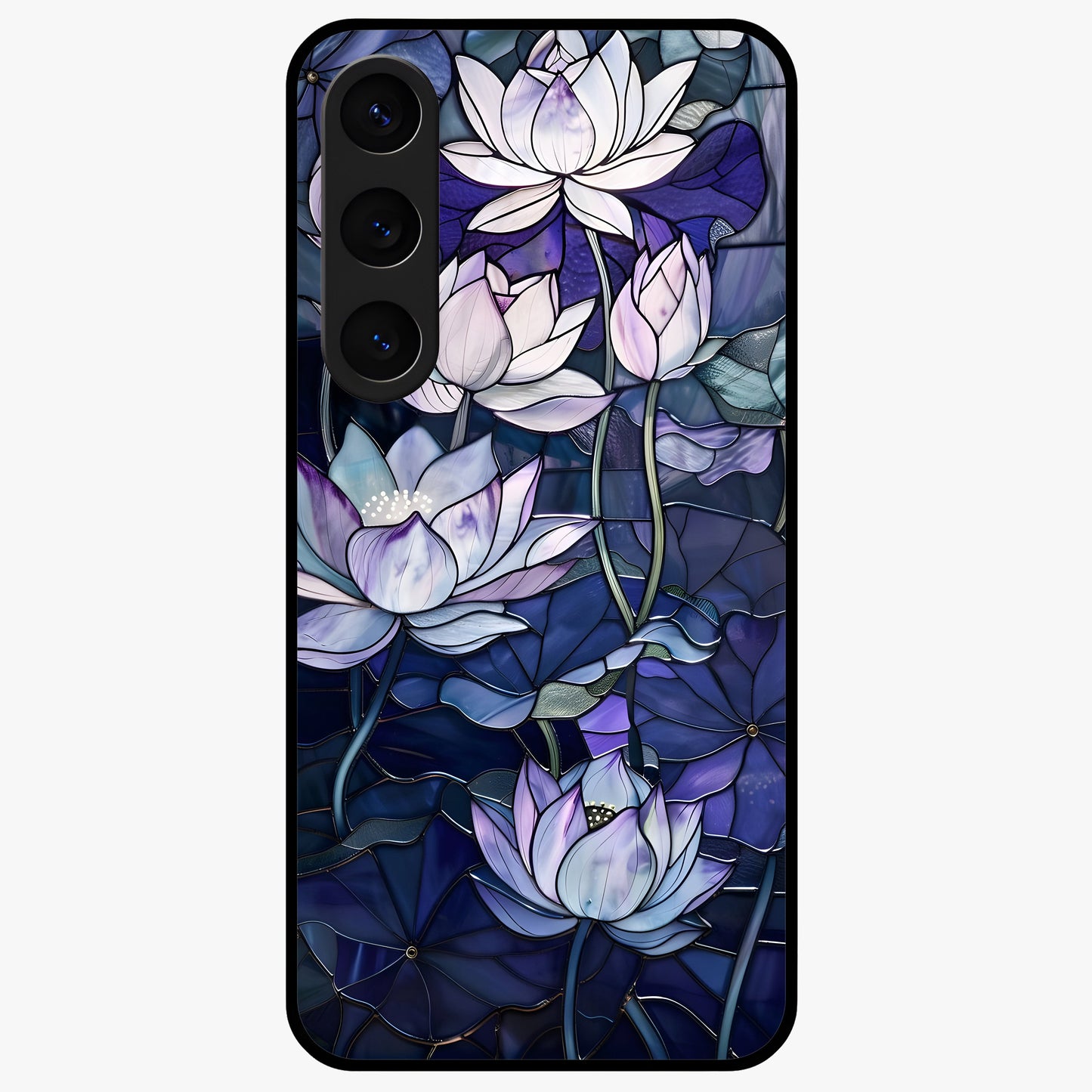 Gloss Petal Rush Glass Case showing flat back view with glossy flower petal artwork and smooth glass finish.