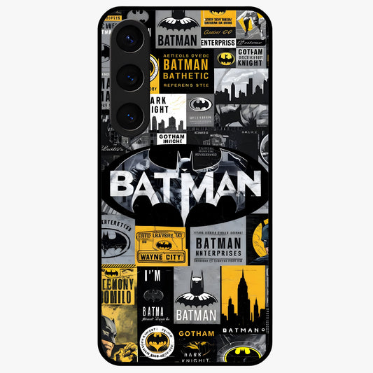 Knight Gotham Rise Glass Case showing flat back view with dark hero inspired artwork and glossy glass finish.