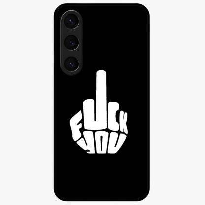 Rebel Mode On Glass Case showing flat back view with bold rebellious typography artwork and glossy glass finish.